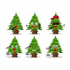 Obraz premium A Cute Cartoon design concept of christmas tree singing a famous song