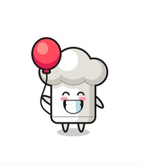 chef hat mascot illustration is playing balloon
