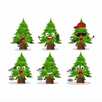A Cute Cartoon design concept of christmas tree singing a famous song