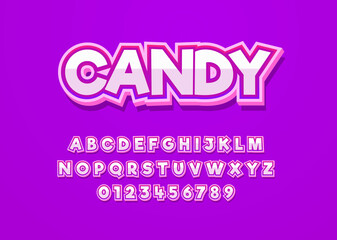 Candy fun style vector font with uppercase alphabet and digit number