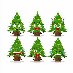 Cartoon character of christmas tree with smile expression