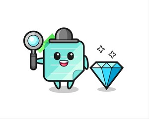 Illustration of sticky notes character with a diamond