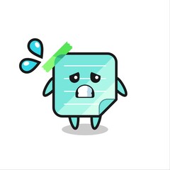 Fototapeta premium sticky notes mascot character with afraid gesture