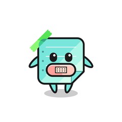 Cartoon Illustration of sticky notes with tape on mouth