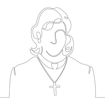 recommend clip art: One continuous line
                    Female character professional priest in a cassock with a cross
                    One continuous drawing line logo isolated minimal illustration.