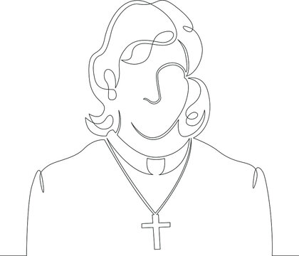 recommend clip art: One continuous line
                    Female character professional priest in a cassock with a cross
                    One continuous drawing line logo isolated minimal illustration.