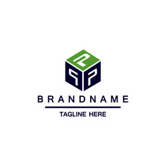 Letter P Cube Box Logo Design Element