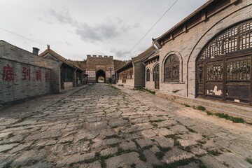 Old buuildings in Shahubao, and ancient ruins of Great Wall in Shahukou in Shanxi Province, China
