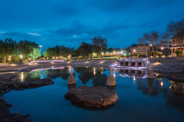Modern resort evening landscape at blue time
