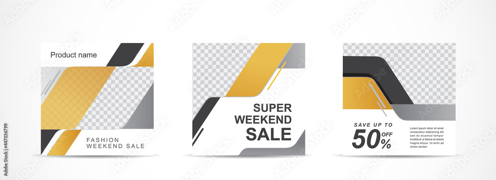 Poster set square banner template for social media post and web internet ads.vector illustrations.