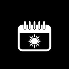 Summer calendar icon isolated on dark background