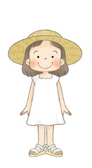 麦わら帽子の女の子（ワンピース）