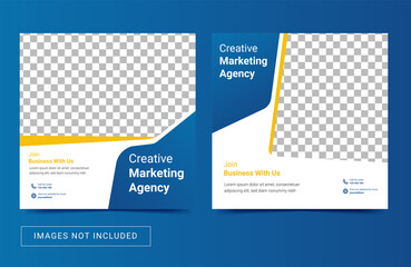 Social media template for a digital creative marketing agency. Business. Post flyer template banner.