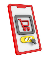 Online shopping 3d icon. minimal design. 3d illustration	
