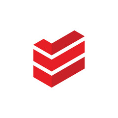 Simple Letter E with building symbol logo style line art illustration design vector
