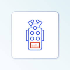 Line Microphone icon isolated on white background. On air radio mic microphone. Speaker sign. Colorful outline concept. Vector