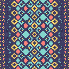 Geometric ethnic or tribal seamless pattern fabric design. Vector.