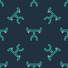Line Bicycle handlebar icon isolated seamless pattern on black background. Vector