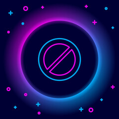 Glowing neon line Ban icon isolated on black background. Stop symbol. Colorful outline concept. Vector