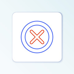 Line X Mark, Cross in circle icon isolated on white background. Check cross mark icon. Colorful outline concept. Vector