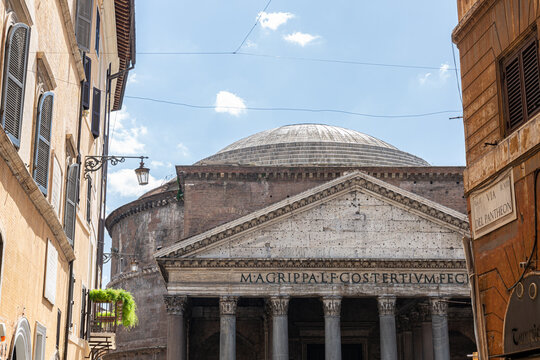 Details from Patheon, the oldest well preserved temple in Rome, Italy
