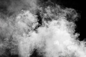 White smoke on a black background. Texture