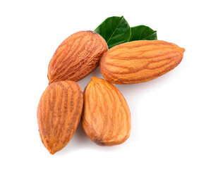 Obraz na płótnie Canvas Closeup of almonds, isolated on the white background.