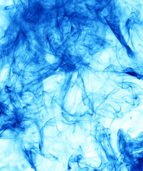 Blue smoke on a white background.