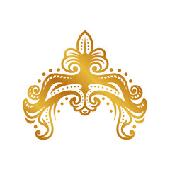 Javanese old kingdom crown classic elegant gold symbol logo with cartoon style line art illustration design vector