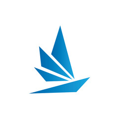 Bird or sail ship modern symbol logo style line art illustration design vector