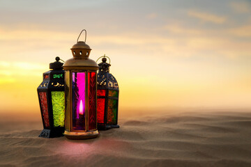 Ramadan lantern during Sunset or Iftar Time