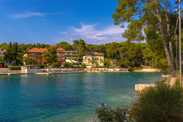Fototapeta na wymiar The beach near Mali Losinj town on Losinj island, the Adriatic Sea in Croatia