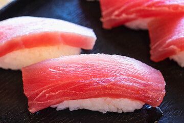 Sushi with fresh tuna, Nigiri sushi.