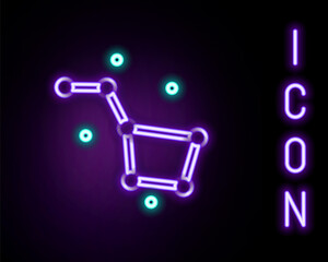 Glowing neon line Great Bear constellation icon isolated on black background. Colorful outline concept. Vector