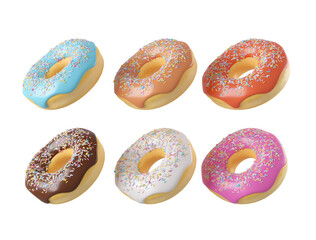 Donuts with sprinkles flying over on background. 4K