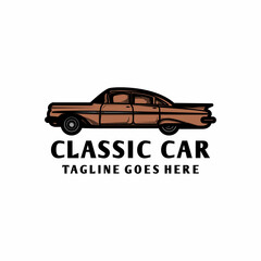 Fototapeta premium Classic Car illustration vector logo design modern style for automotive