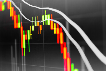 Forex market background, trading on the currency market Forex. Currency exchange rate for world currency: US Dollar, Euro, Frank, Yen. Financial, money, global finance, stock market background.	
