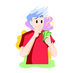 Flat and Modern Curious Men with Money Character