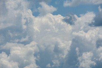 clouds in the blue july sky in Canada in the province of Quebec, Canada