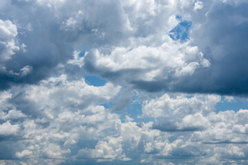 clouds in the blue july sky in Canada in the province of Quebec, Canada