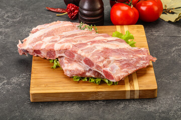 Raw pork ribs for cooking