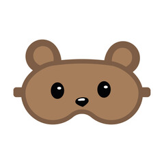 sleeping mask with a cute bear face, isolated vector illustration