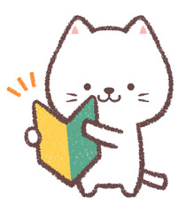 初心者マークを持つシロネコ