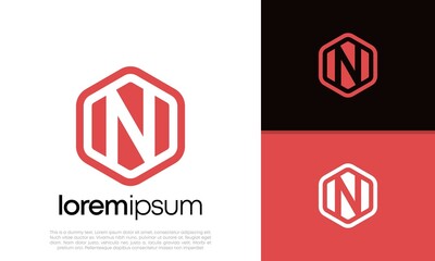 Initials N logo design. Innovative high tech logo template. Template label for blockchain technology. 