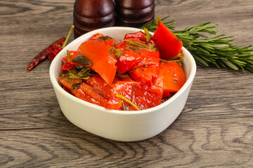 Tasty marinated red bell pepper