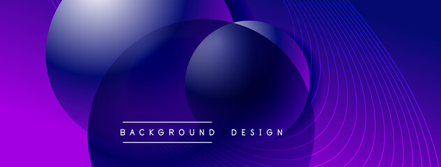 Gradient circles with shadows. Vector techno abstract background. Modern overlapping forms wallpaper background, design template