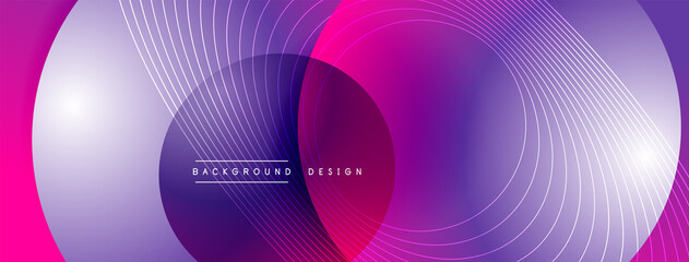 Gradient circles with shadows. Vector techno abstract background. Modern overlapping forms wallpaper background, design template
