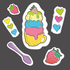 ice cream icons set stickers