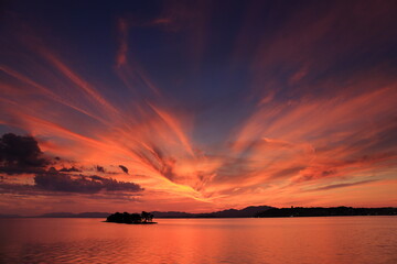 島根県松江市の宍道湖からの夕焼け