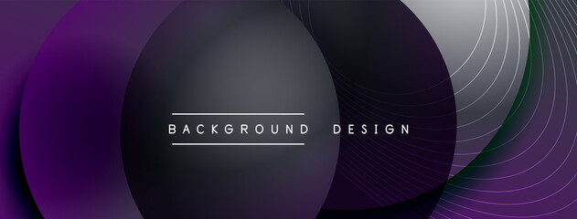 Gradient circles with shadows. Vector techno abstract background. Modern overlapping forms wallpaper background, design template
